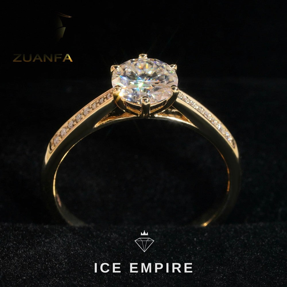 Iced Out 10K Gold Moissanite Engagement Ring