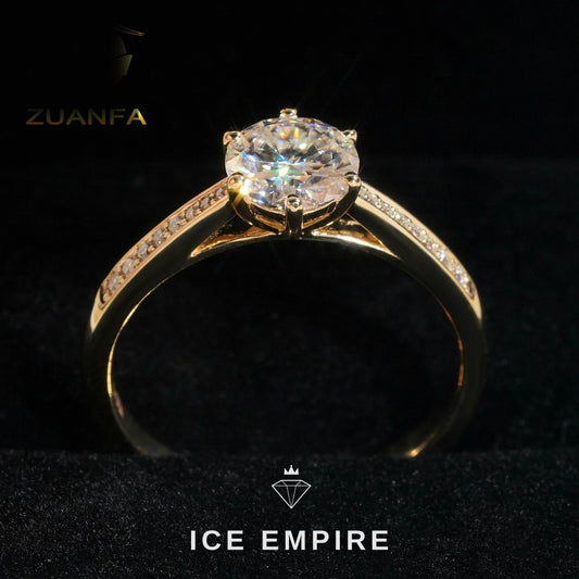 Iced Out 10K Gold Moissanite Engagement Ring