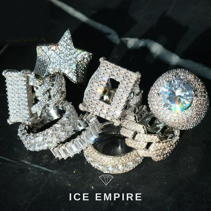 Iced Out 925 Silver Moissanite Ring