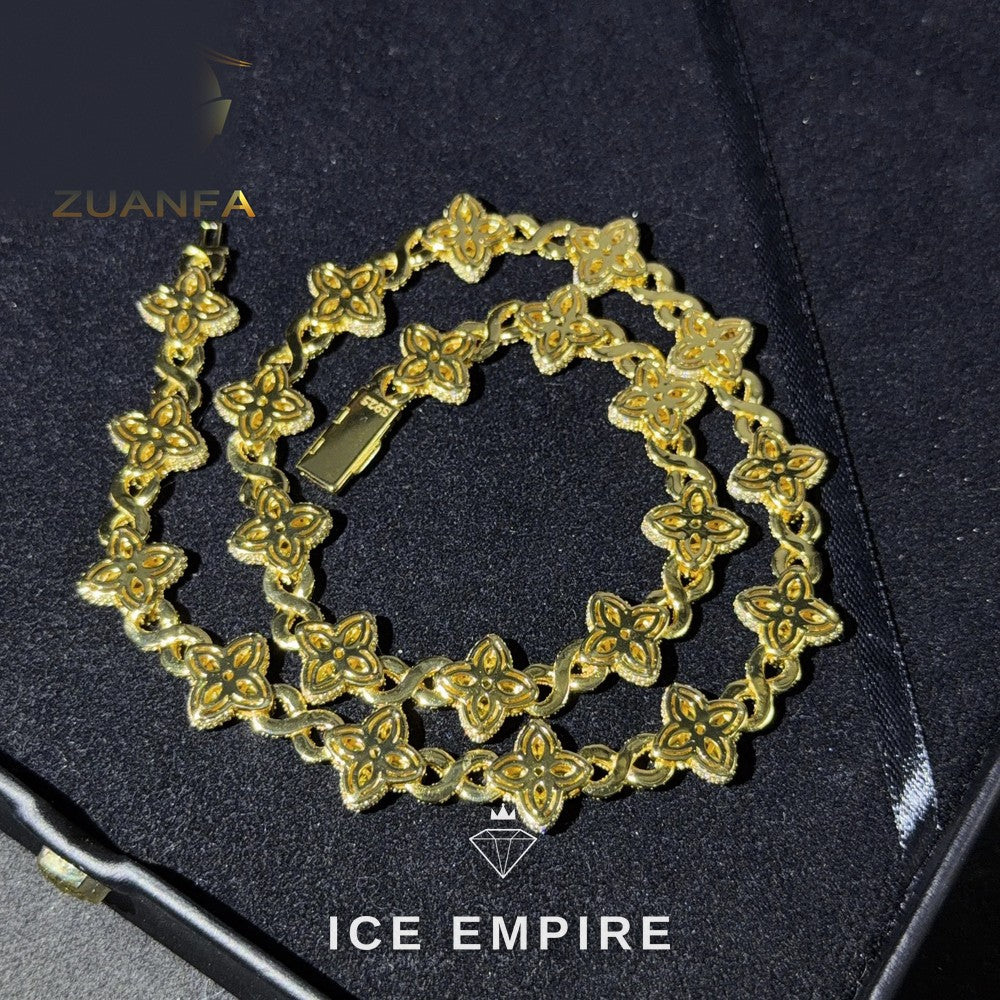 Iced Out Rose Gold Plated Moissanite Cuban Chain