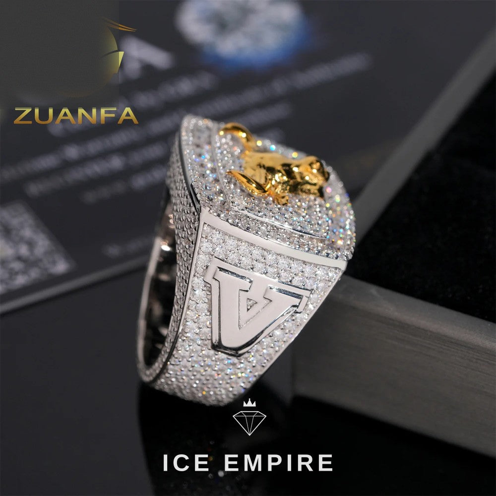 Iced Out 925 Silver Moissanite Ring