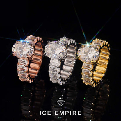 Iced Out Gold Plated Moissanite Wedding Band