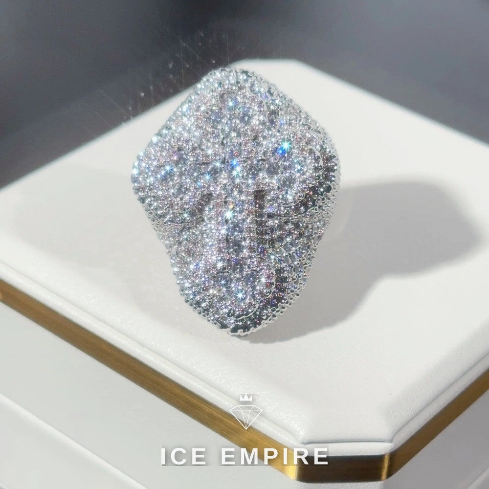 Iced Out Cross 925 Silver Moissanite Ring