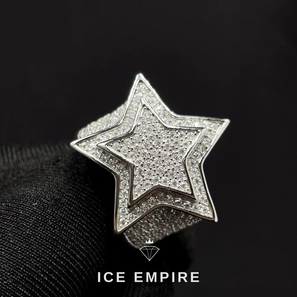 Iced Out 925 Silver Moissanite Ring