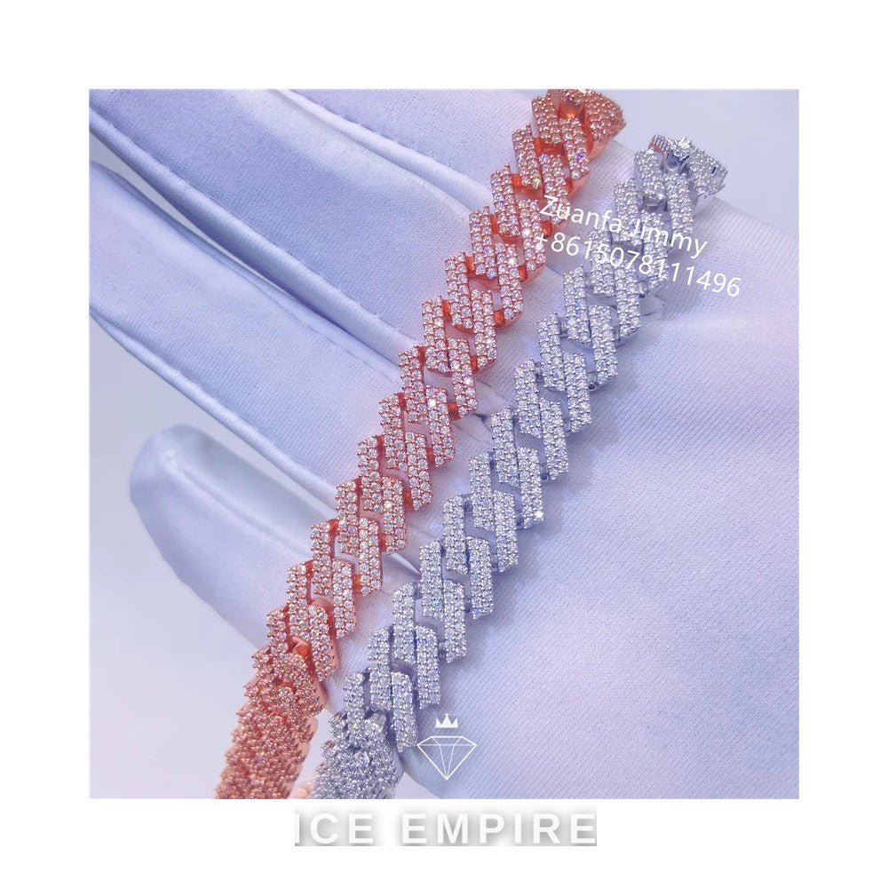 Iced Out Rose Gold Moissanite Cuban Chain