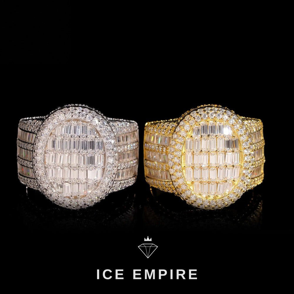 Iced Out Baguette Gold Plated Moissanite Ring