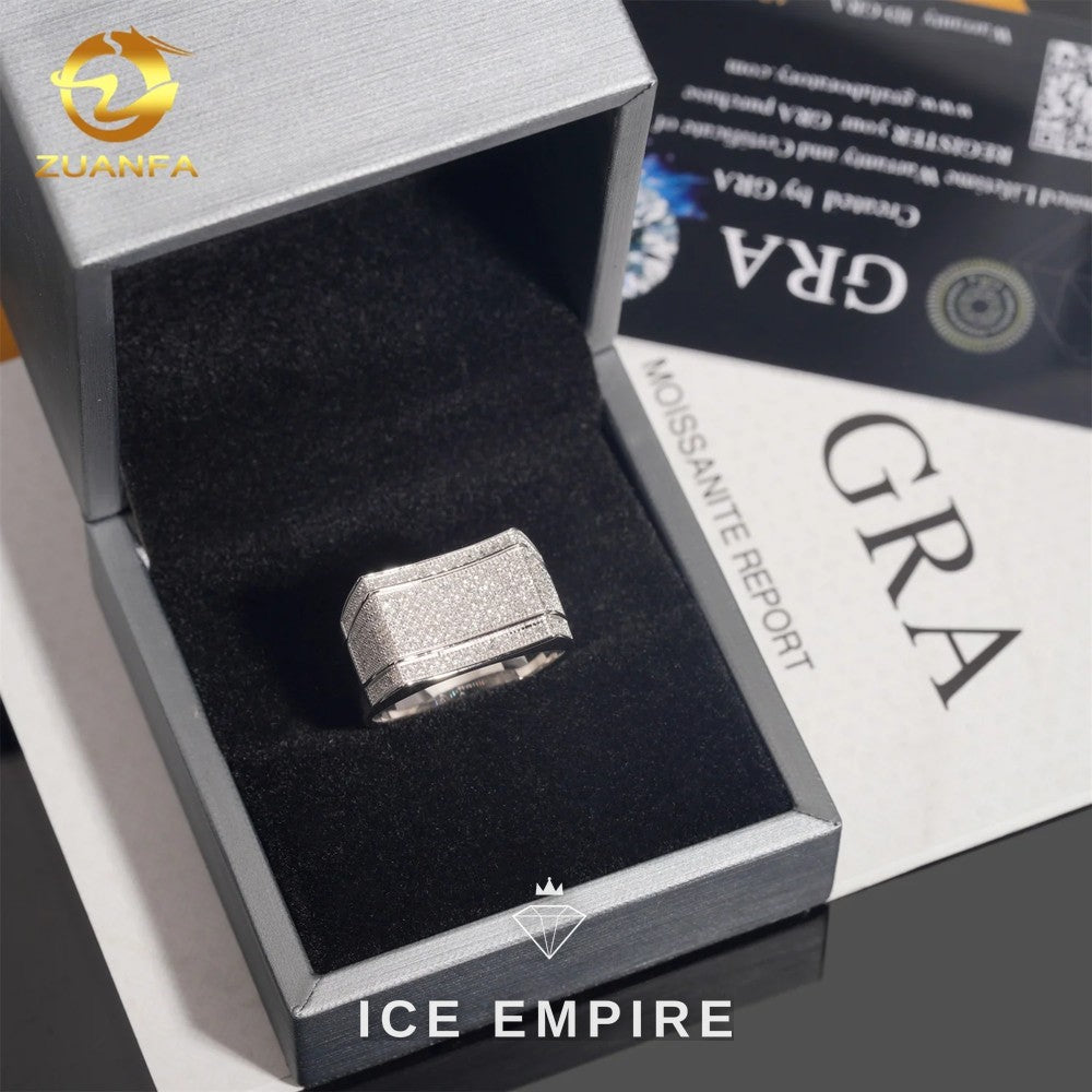 Iced Out 925 Silver Moissanite Ring