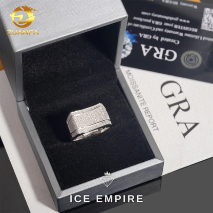 Iced Out 925 Silver Moissanite Ring