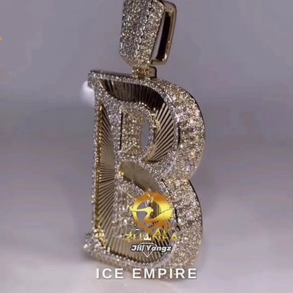 Iced Out Baguette 18K Gold Moissanite Pendant