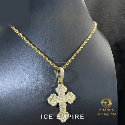 Iced Out Cross 925 Silver Pendant