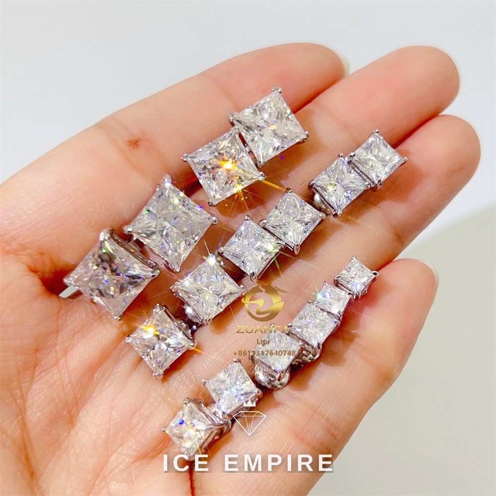 Iced Out Gold Plated Moissanite Stud Earrings