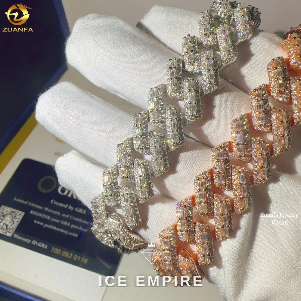 Iced Out 925 Silver Moissanite Cuban Chain