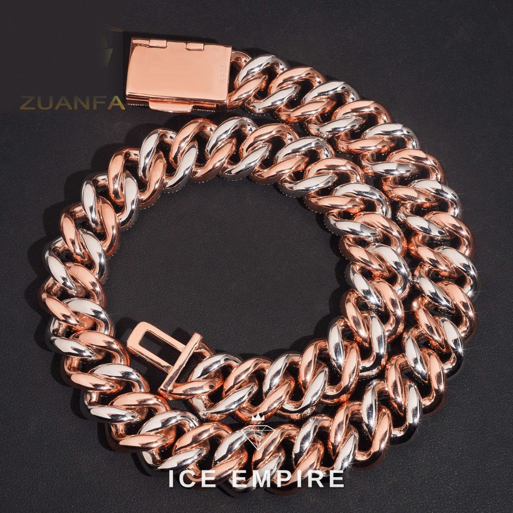 Iced Out Rose Gold Moissanite Cuban Chain