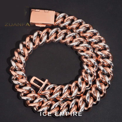 Iced Out Rose Gold Moissanite Cuban Chain