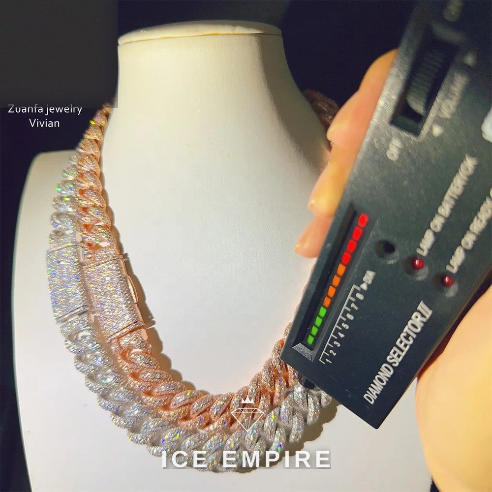 Iced Out Rose Gold Plated Moissanite Cuban Chain