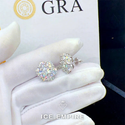Iced Out 925 Silver Moissanite Stud Earrings