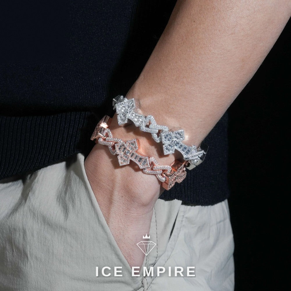 Iced Out Cross 925 Silver Moissanite Bracelet