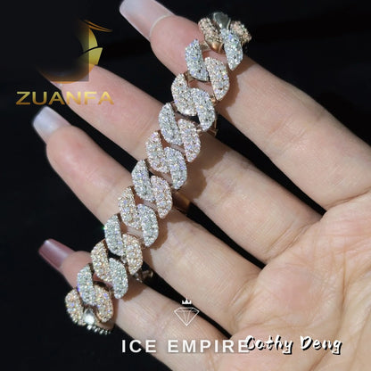 Iced Out Rose Gold Plated Moissanite Cuban Chain