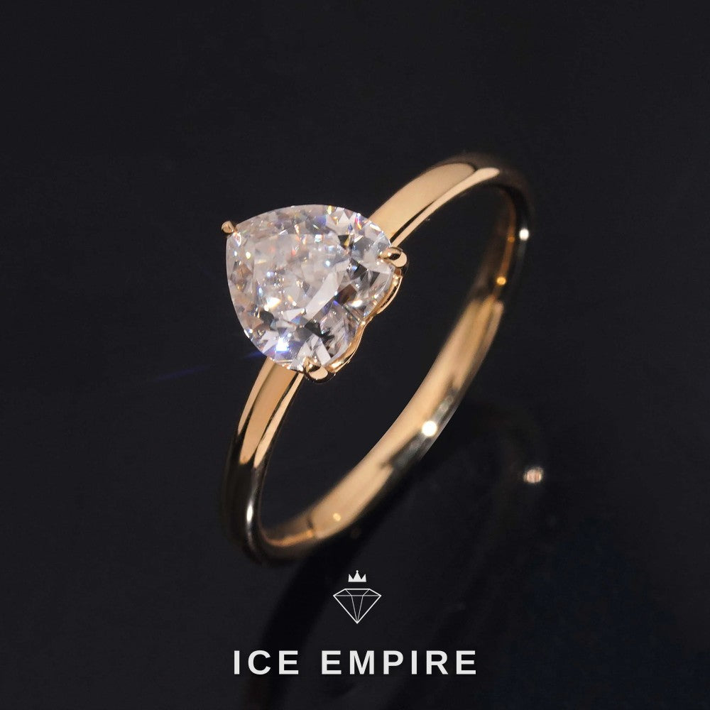 Iced Out Heart 14K Gold Moissanite Wedding Band