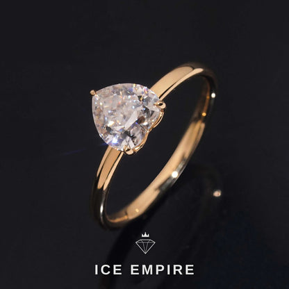 Iced Out Heart 14K Gold Moissanite Wedding Band