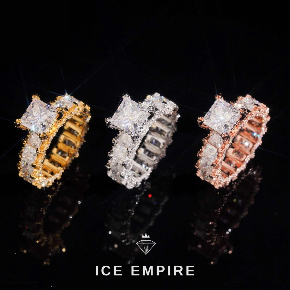 Iced Out Rose Gold Plated Moissanite Engagement Ring