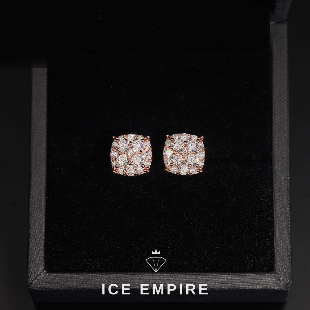 Iced Out Baguette 925 Silver Moissanite Stud Earrings