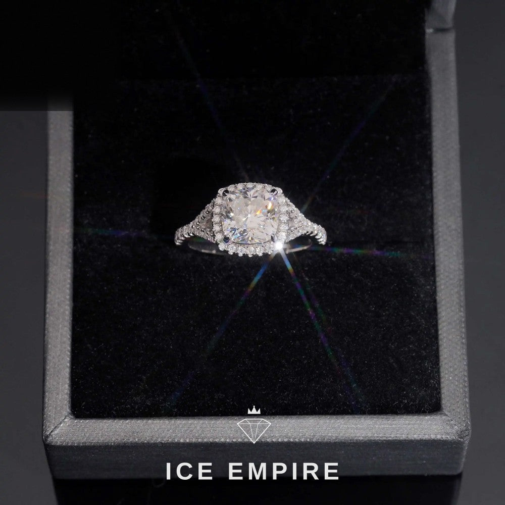 Iced Out Cluster Rose Gold Plated Moissanite Wedding Band