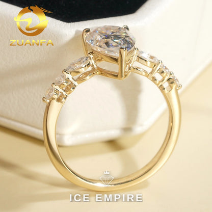 Iced Out Cluster 10K Gold Moissanite Engagement Ring