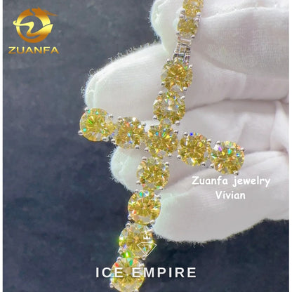 Iced Out Cross Rose Gold Plated Moissanite Pendant