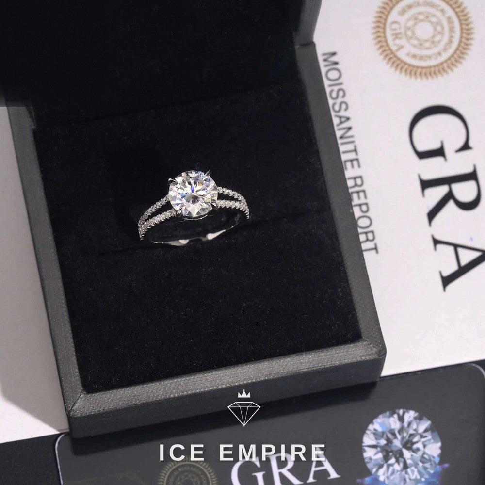 Iced Out 925 Silver Moissanite Engagement Ring