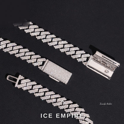 Iced Out 14K Gold Moissanite Cuban Chain