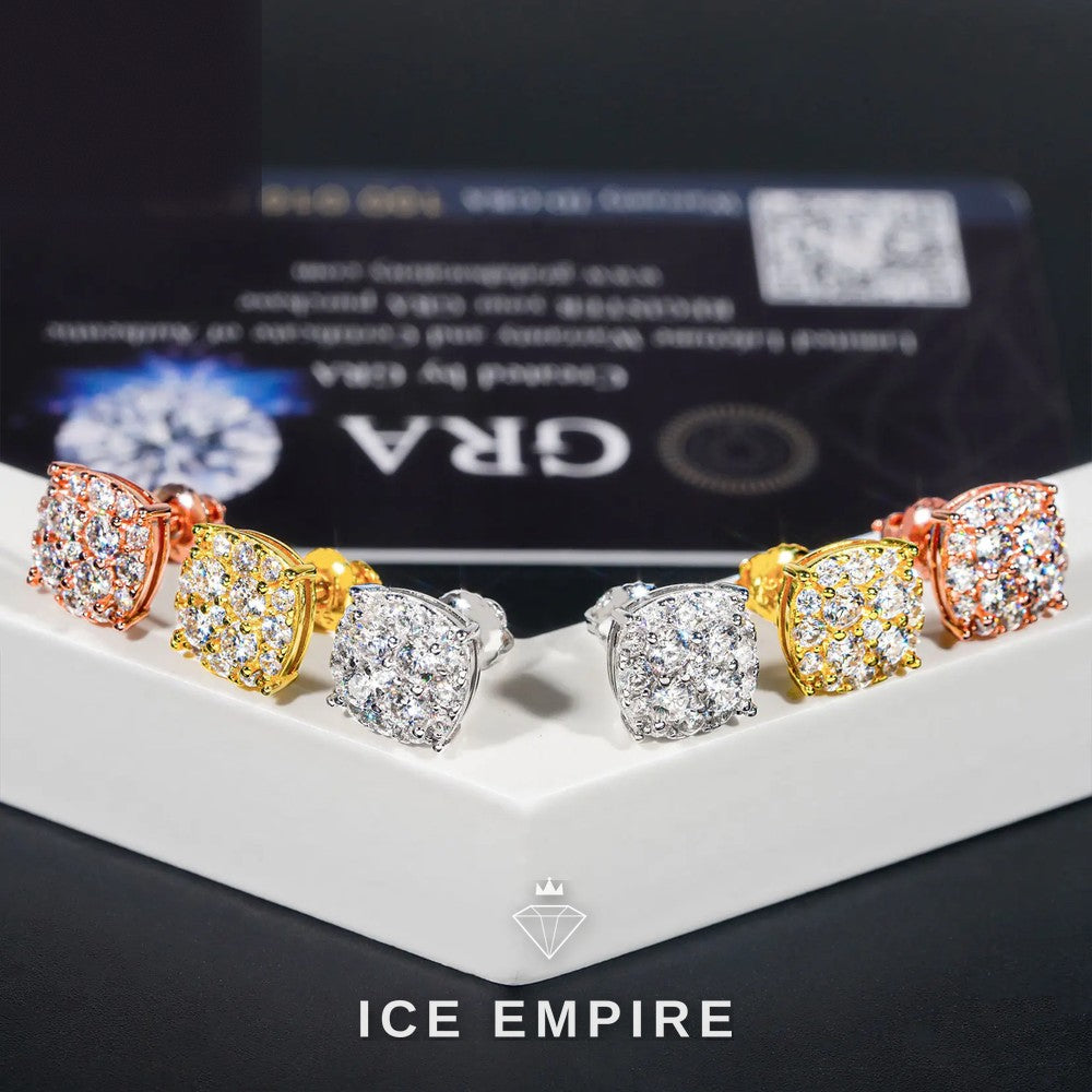Iced Out Gold Plated Moissanite Stud Earrings