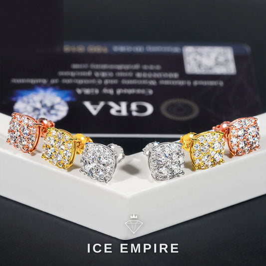 Iced Out Gold Plated Moissanite Stud Earrings