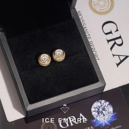 Iced Out 18K Gold Moissanite Stud Earrings