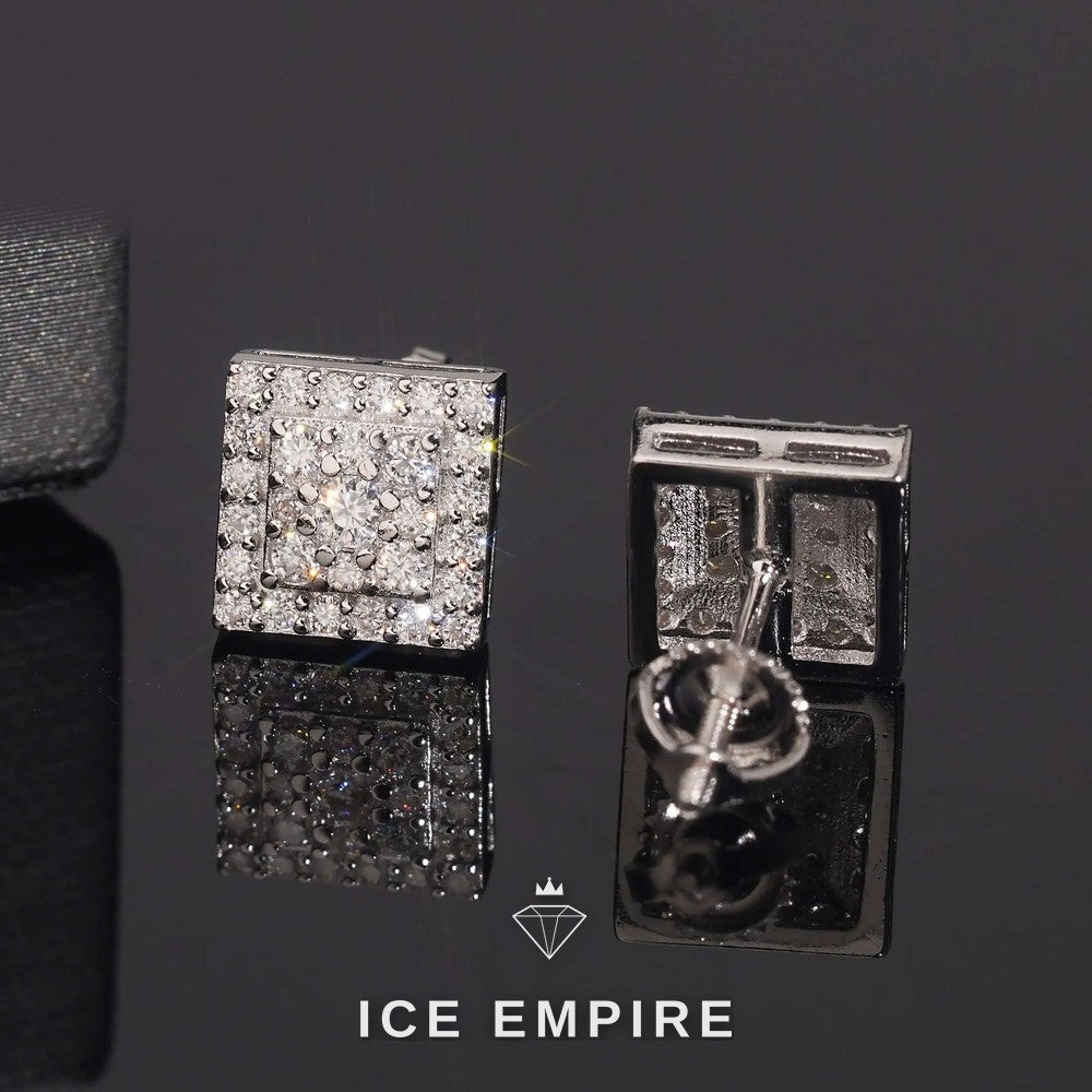 Iced Out 925 Silver Moissanite Stud Earrings
