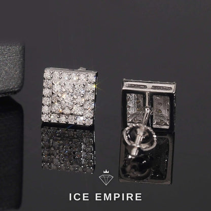 Iced Out 925 Silver Moissanite Stud Earrings