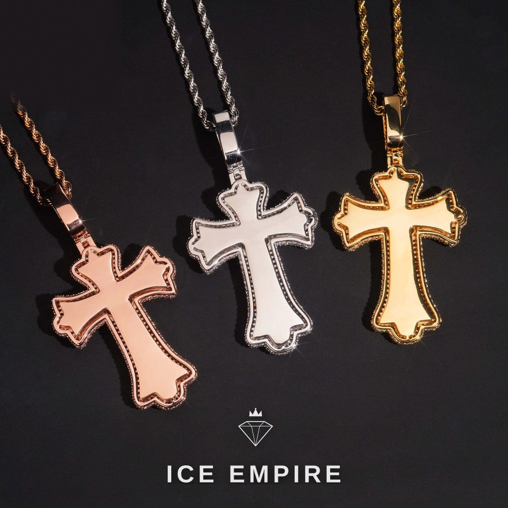 Iced Out Cross Rose Gold Plated Pendant