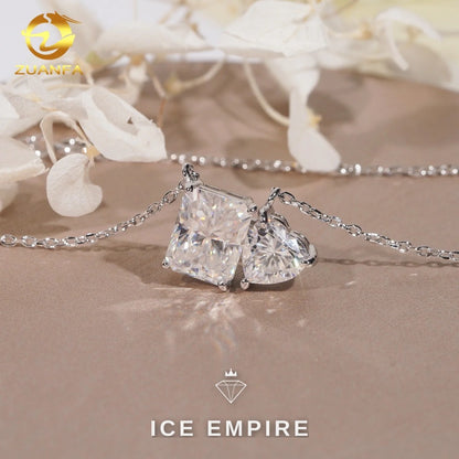 Iced Out Heart 925 Silver Moissanite Pendant