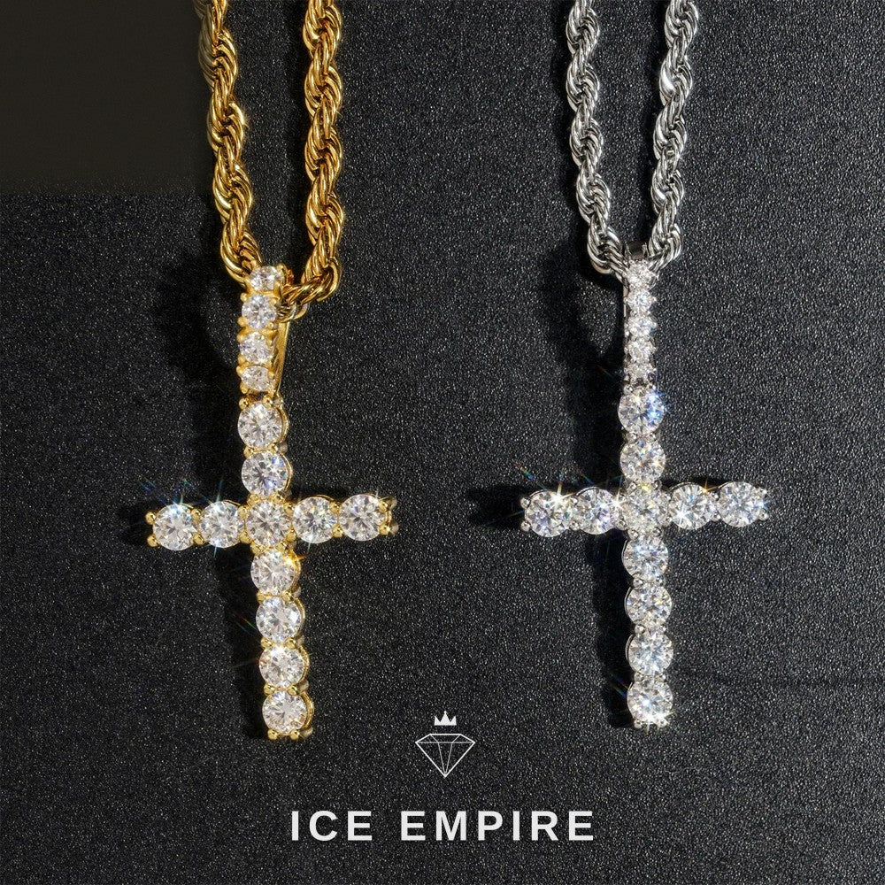 Iced Out Cross 925 Silver Moissanite Pendant