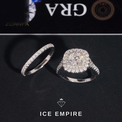 Iced Out 925 Silver Moissanite Engagement Ring