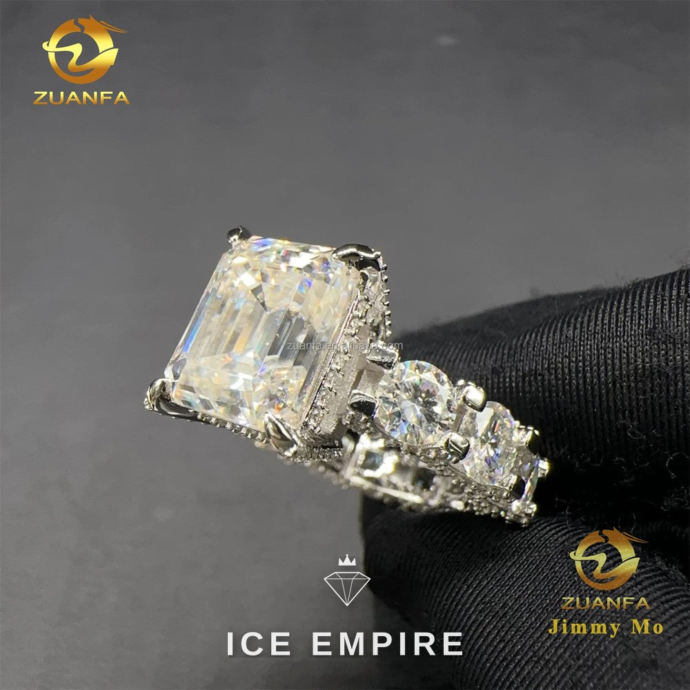 Iced Out 925 Silver Moissanite Engagement Ring