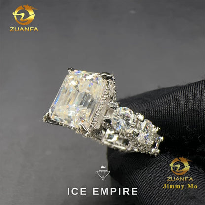 Iced Out 925 Silver Moissanite Engagement Ring