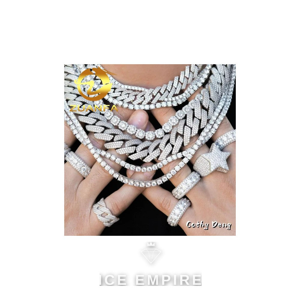 Iced Out 925 Silver Moissanite Ring