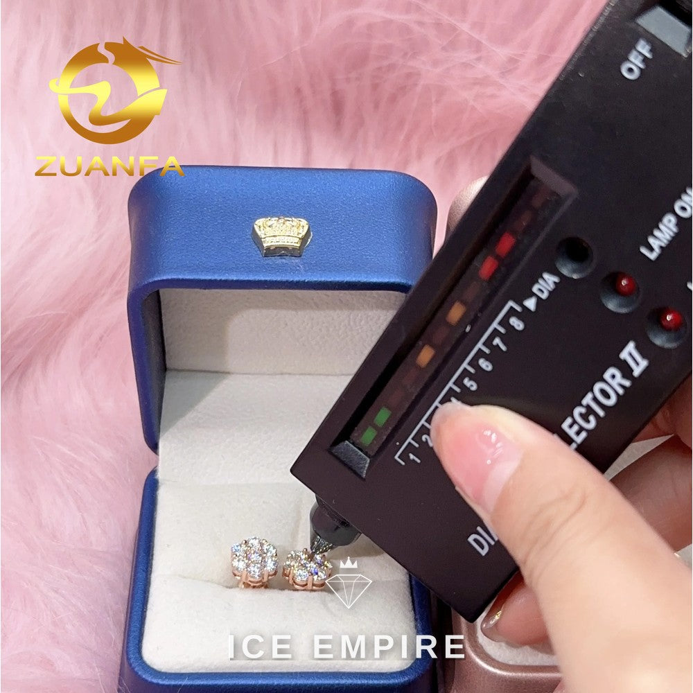 Iced Out Cluster 925 Silver Moissanite Stud Earrings