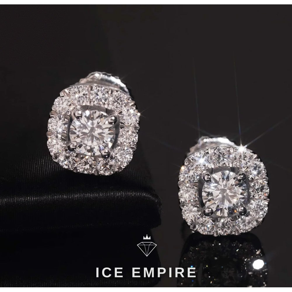 Iced Out Cluster Gold Plated Lab Grown Diamond Stud Earrings