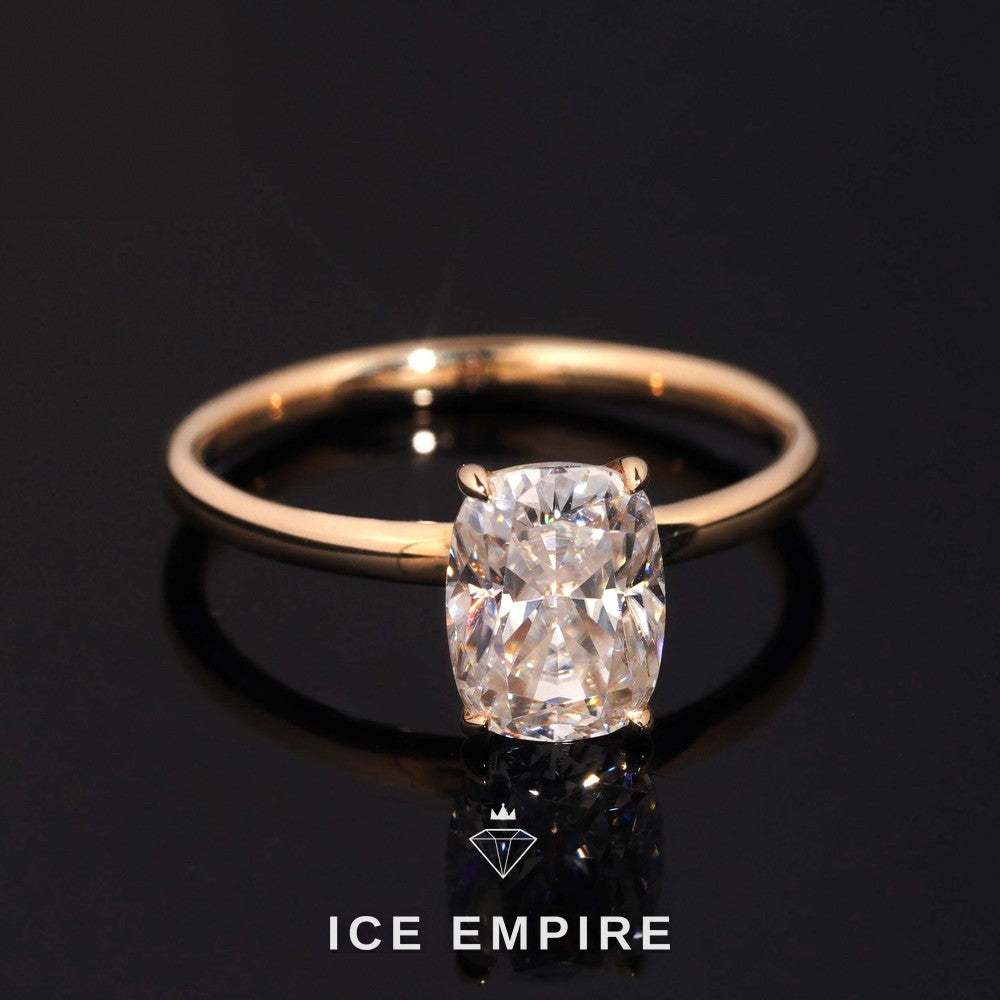 Iced Out 14K Gold Moissanite Engagement Ring