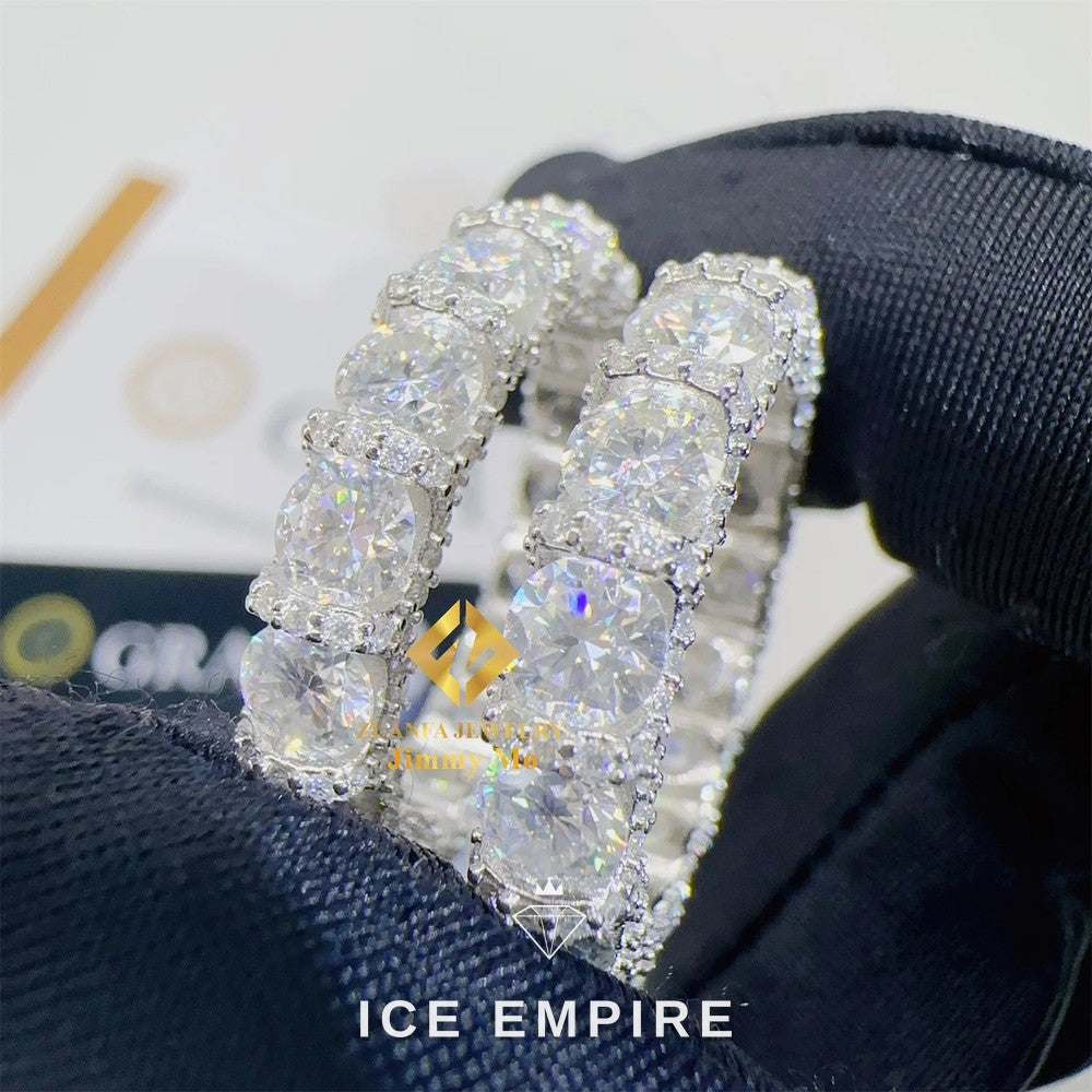 Iced Out 925 Silver Moissanite Engagement Ring