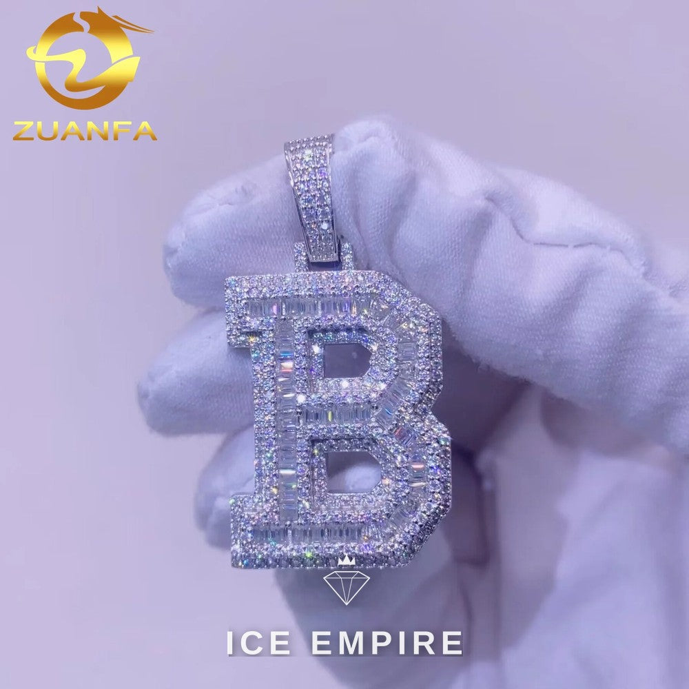 Iced Out Baguette Gold Plated Moissanite Pendant
