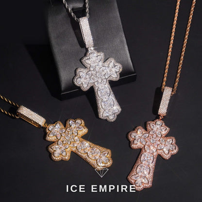 Iced Out Cross Rose Gold Plated Pendant