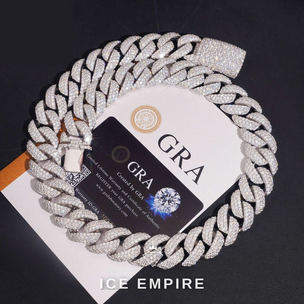 Iced Out Rose Gold Moissanite Cuban Chain
